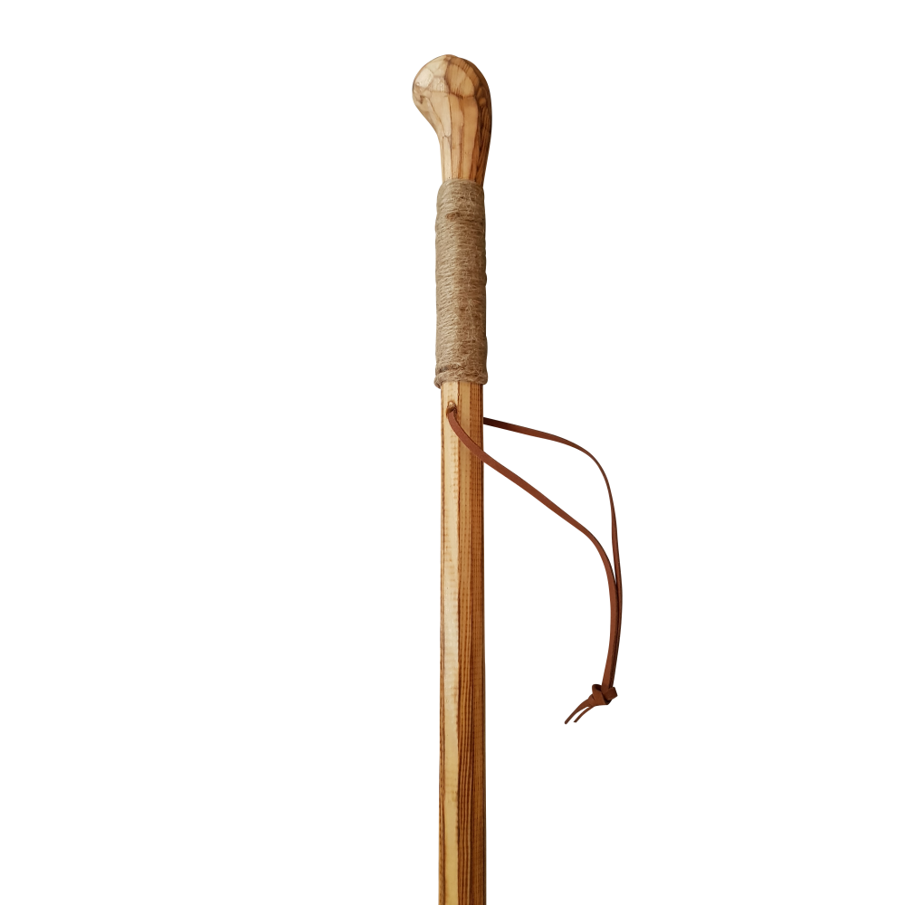Bâton de marche ou Canne en bois naturel avec pointe métallique 130 cm